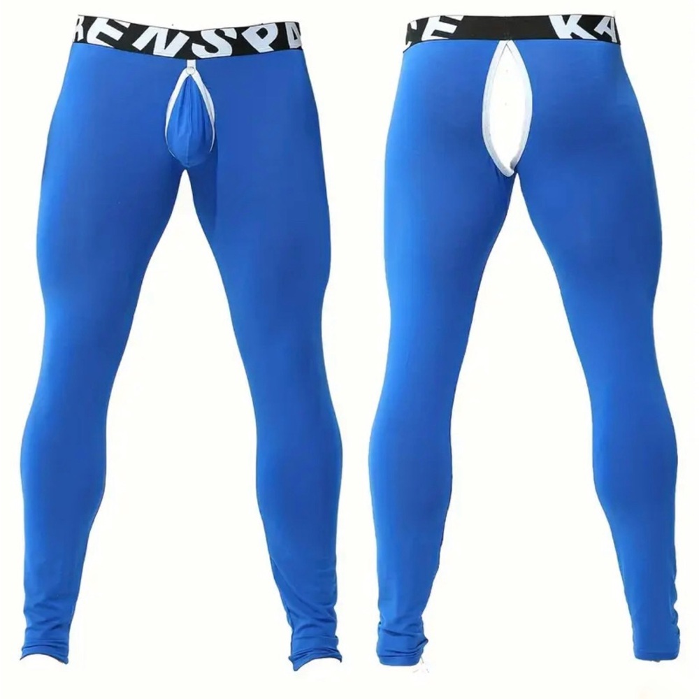 NEW Men’s Open Back / Snap Pouch Blue Tights - Small